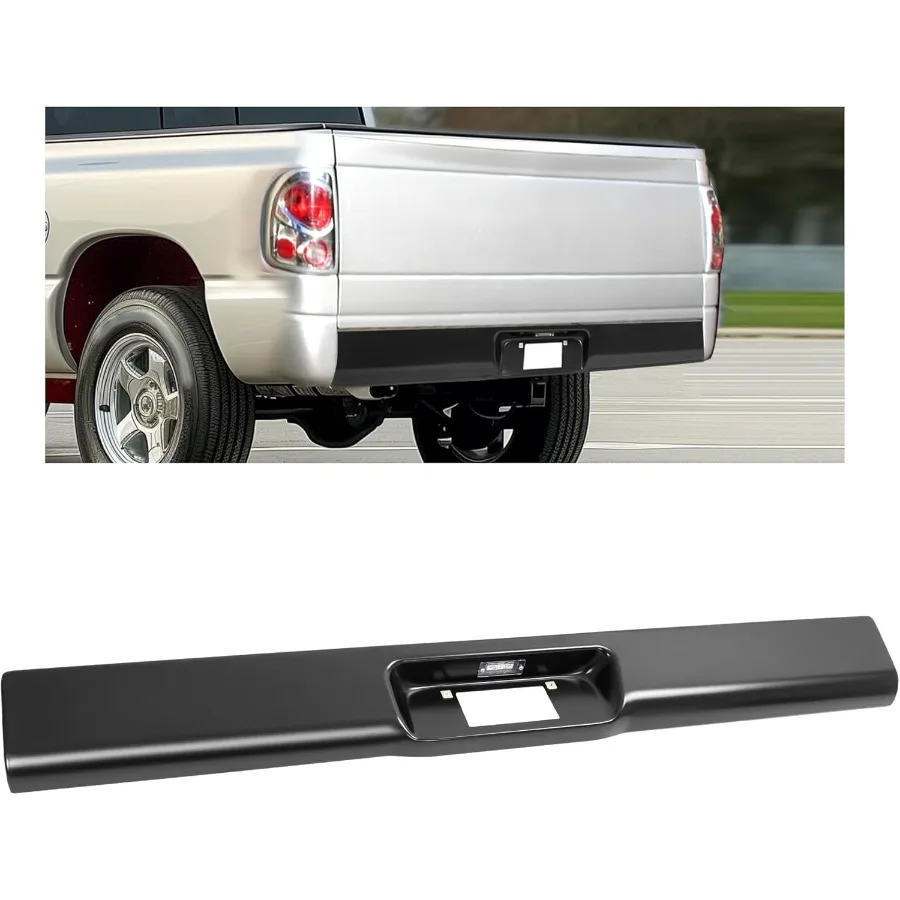 

Rear Bumper Roll Pan with Integrated LED License Plate Light for 19972004 Dodge Dakota Fleetside Trucks Durable Steel Construct