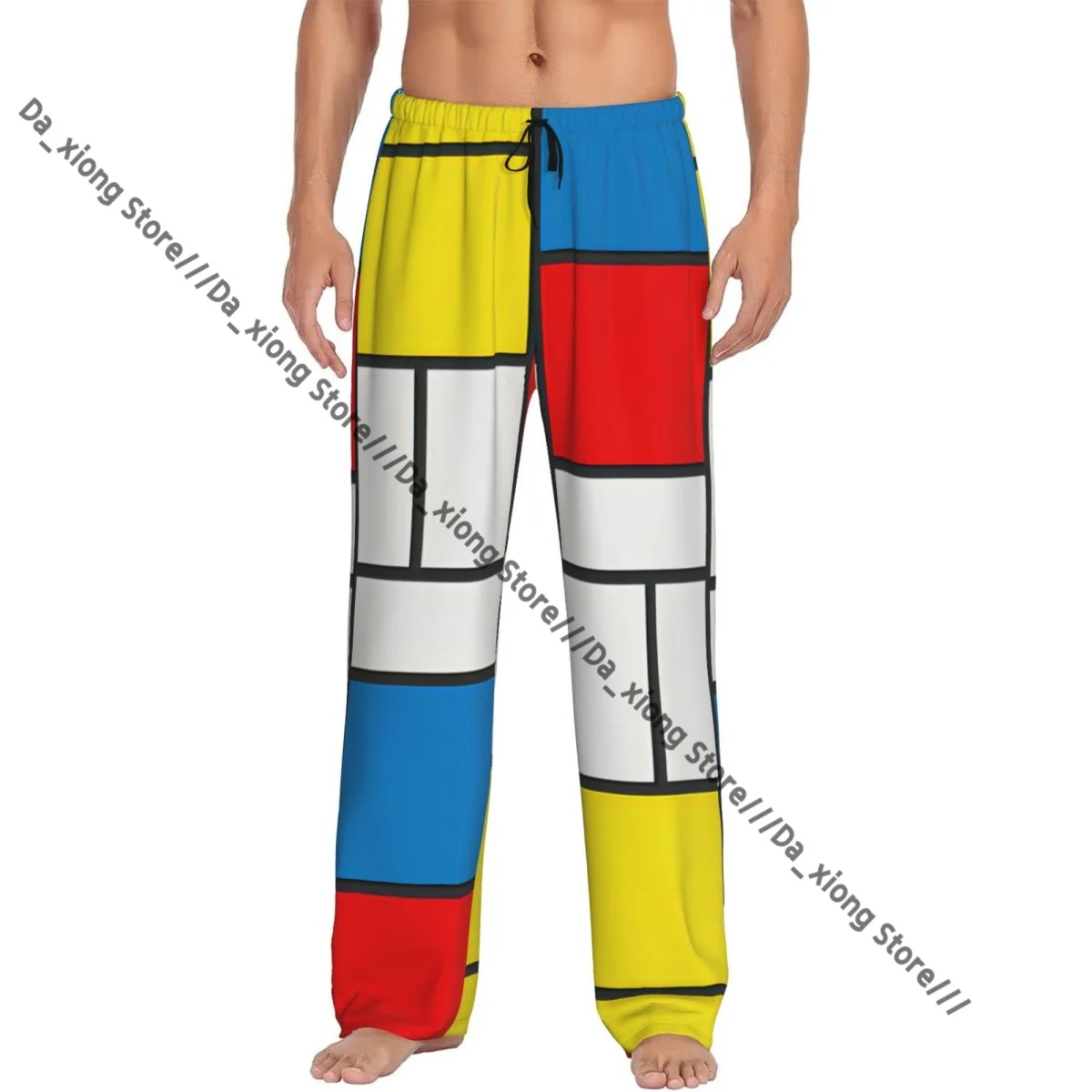 Piet Mondrian Abstract Cubes Mens Pajamas Pyjamas Pants Lounge Pants Sleep Bottoms