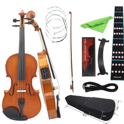 Astonvilla Nature 4/4 Electric Violin Solid Wood Acoustic Violin with Bow Case  Connection Cable Fiddle Parts & Accessories