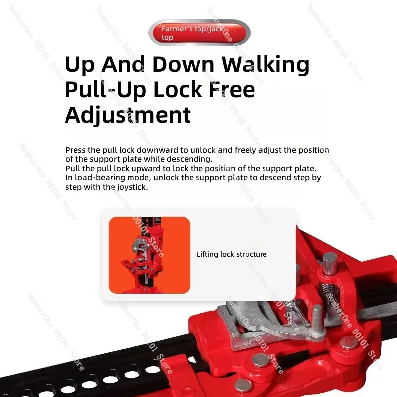 Climbing Pole Portable Hand Crank Vertical Jack 60 Inch 3 Ton Mechanical Farmer Top for Off Road Car Tire