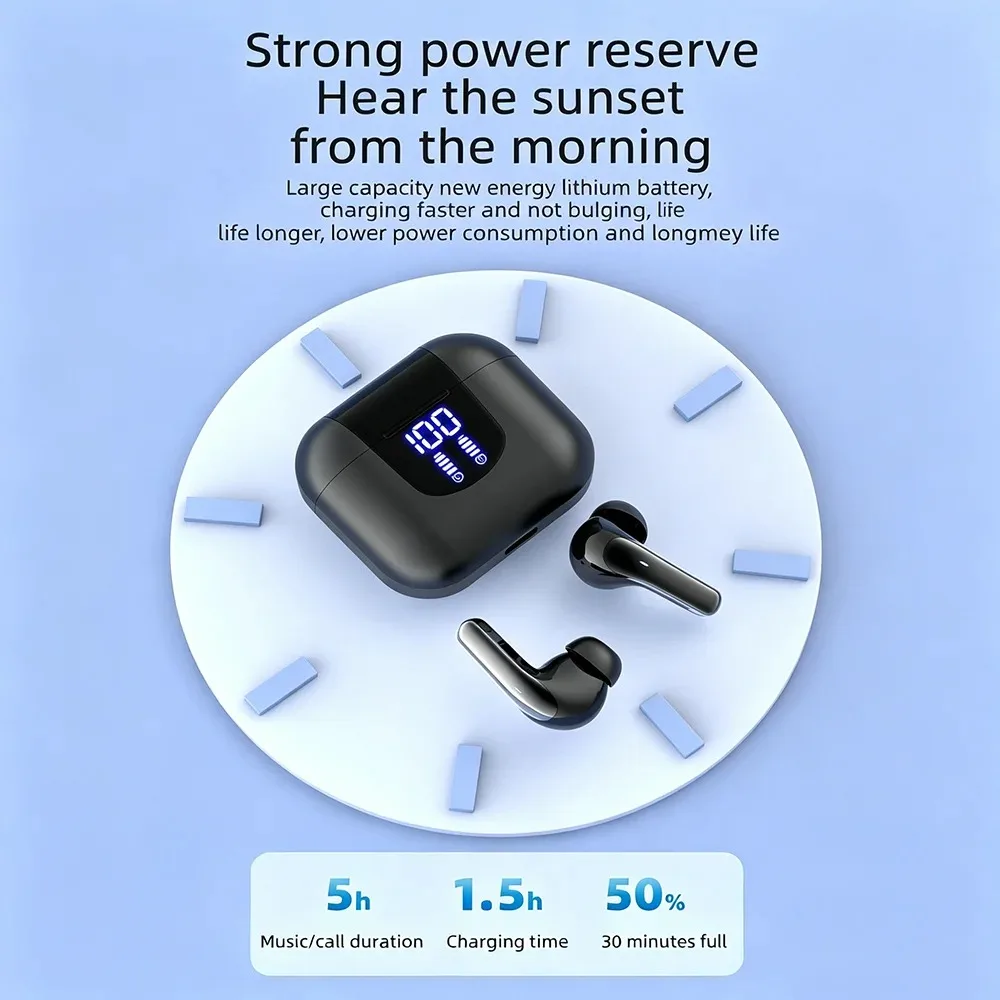 KEBIDUMEI Bluetooth 5.4 Wireless Earphones LED Digital Display Noise Reduction Headphones In Ear Earbuds for iOS Android Phone