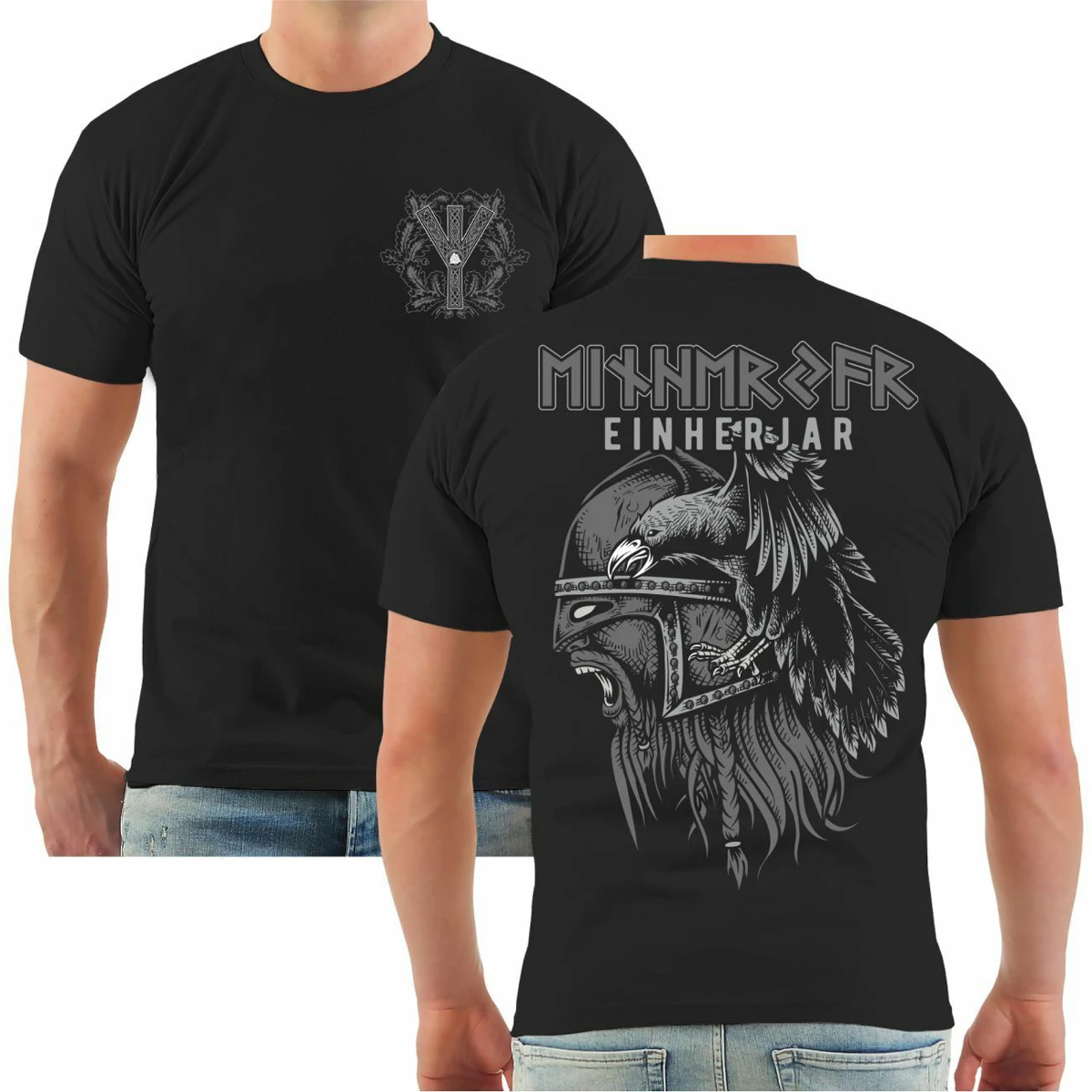 Rare German Rune Crow Odin Thor Valhalla  Warriors T-Shirt. Summer Cotton Short Sleeve O-Neck Mens T Shirt New S-3XL