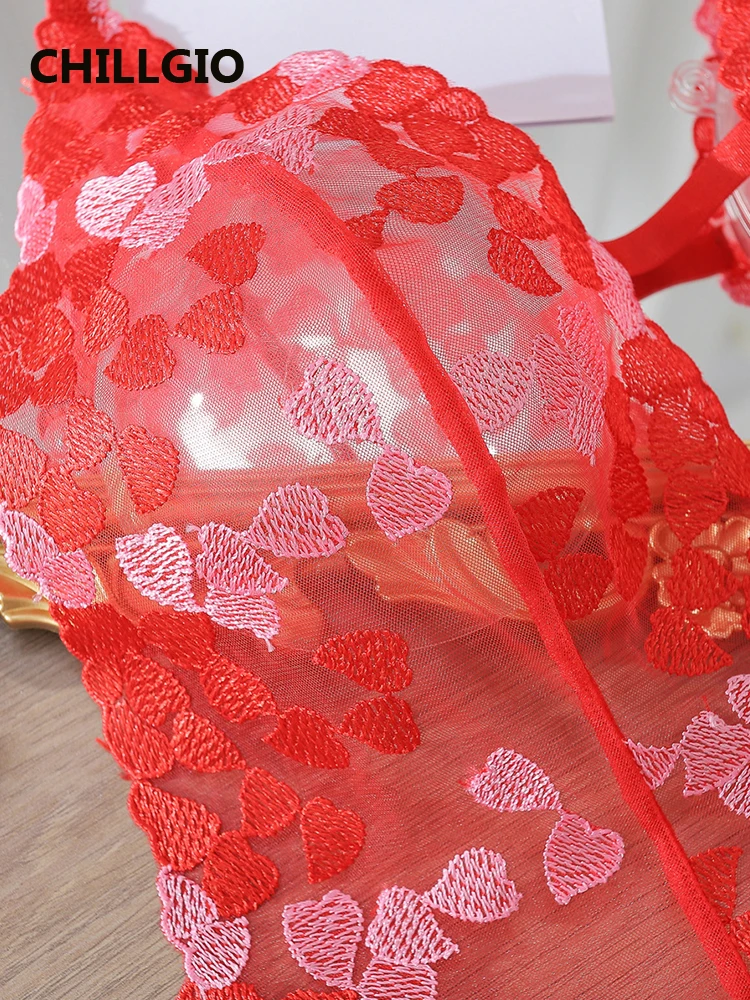 CHILLGIO Donne Sexy Cuore Ricamo Tute di Pizzo Guanti Maglia di Un Pezzo Tutina Ins Trasparente Erotico Halter Pagliaccetti Lingerie