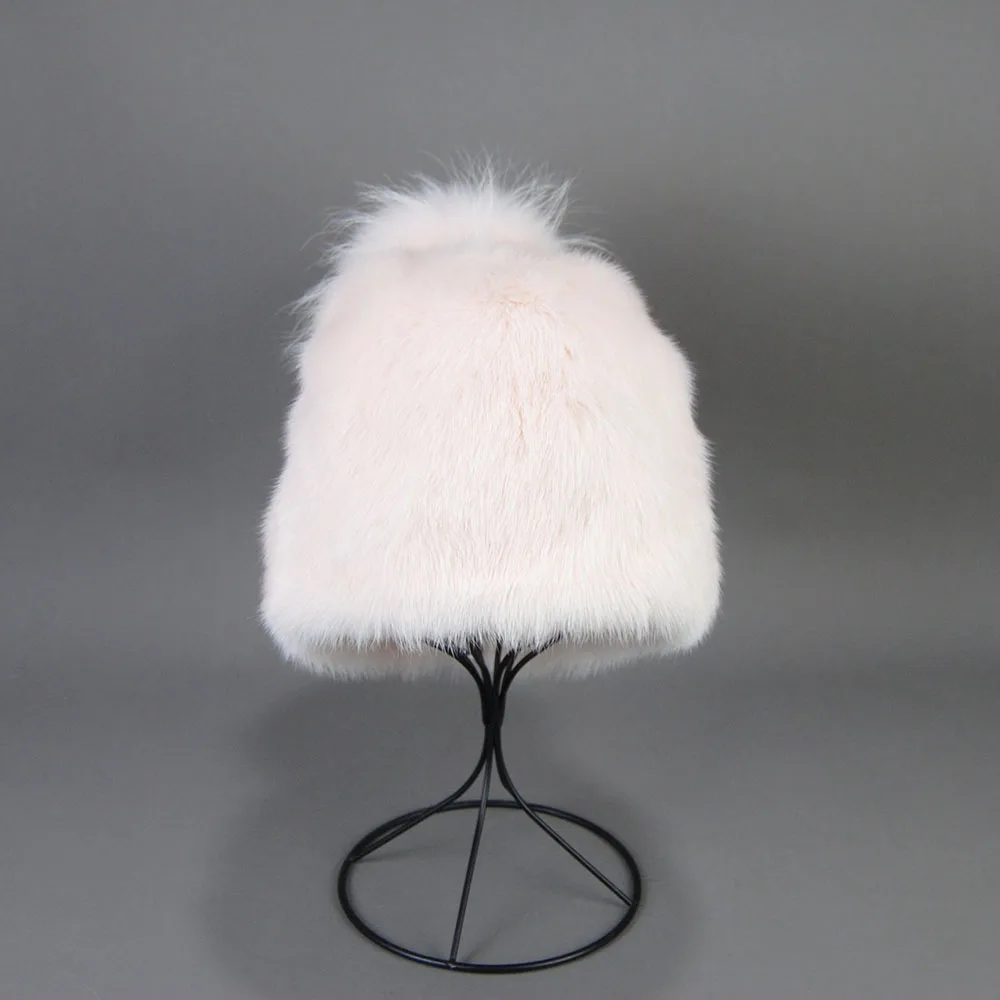 

2023 Winter Real Natural Mink Fur Fox Hat for Women Thicken Warm Casual Pom New High Quality Girl Bobble Christmas Knitted Cap