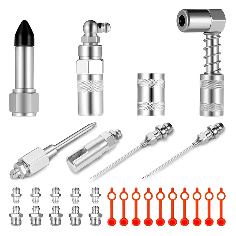 Grease Coupler Kit Tool Grease Tip 28-Piece Grease Coupler Kit Quick Connect Grease Fittings Complete Lube Accessories