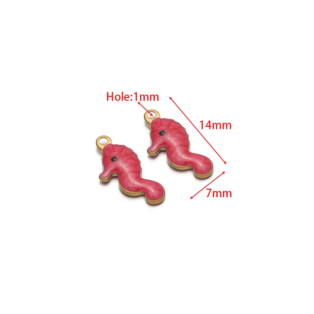 20 قطعة/الوحدة الفولاذ المقاوم للصدأ فرس البحر المعلقات على الوجهين المينا سحر DIY بها بنفسك لطيف مجوهرات أساور القلائد لوازم الحرف #2