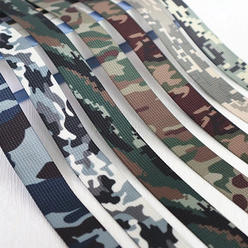 50 Meters Camouflage Webbing Polyester Ribbon 20mm/25mm/32mm/38mm For Pet Collar/Bag Strap/Outdoor Camping Accessories