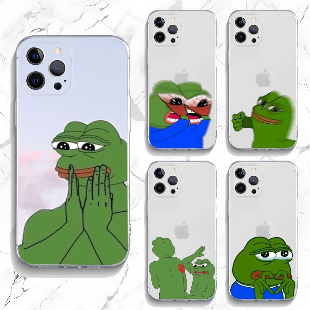 P-Pepe The Frog Phone Case For iPhone 15,14,13,12,11 Plus,Pro,Max,XR,XS,X,7,8 Plus,SE,Mini Transparent Silicone Soft