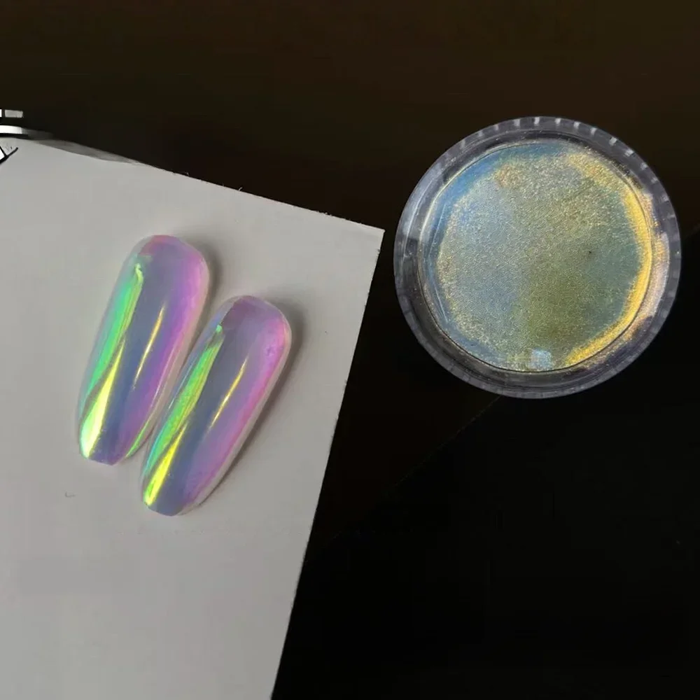 Hochwertiger galvanisierter Mondlicht-Nagelglitter 0,3g Ultrafeines Schimmerpigment Ultra-Helles Chrom-Maniküre-Glanzpulver – Detail 5
