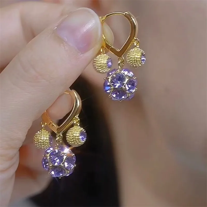 Personality Fashion Subtle design sense  Exquisite Versatile Temperament Set with diamonds The shape of durian  Alloy Eardrop