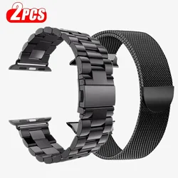 2Pcs Stainless Steel Band For Apple Watch Ultra 2 49mm 45mm 41mm 40mm 44mm Metal Strap Bracelet iWatch series 10 9 8 7 6 5 SE