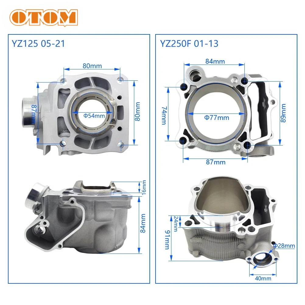 Motorcycle Accessories Air Cylinder Block Engine Cylinders Head For YAMAHA YZ125 YZ125X YZ250F WR250F 2001-2022 Bore 77mm/54mm
