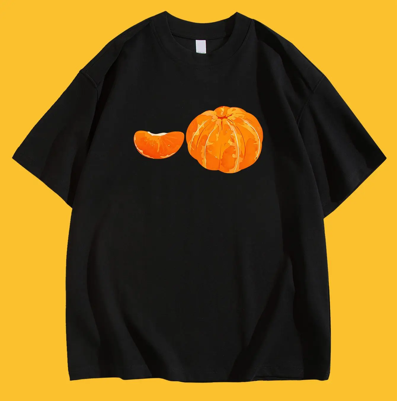 Vintage Orange Fruit T-Shirt Women Men Aesthetic Tangerine Graphic Tee Short Sleeve Harajuku Casual Fruit Lover Unisex Tops