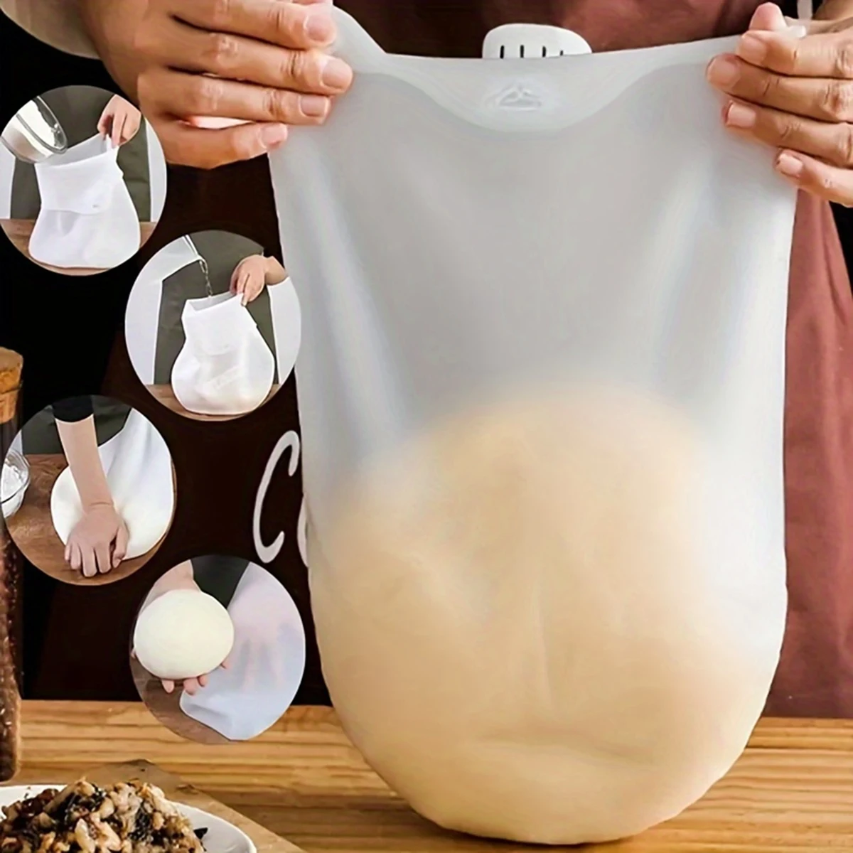 Silicone Dough Mixing Bag, Non-Stick Kneading Bag for Bread Making, Multifunctional Fermentation Bag for Home Baking