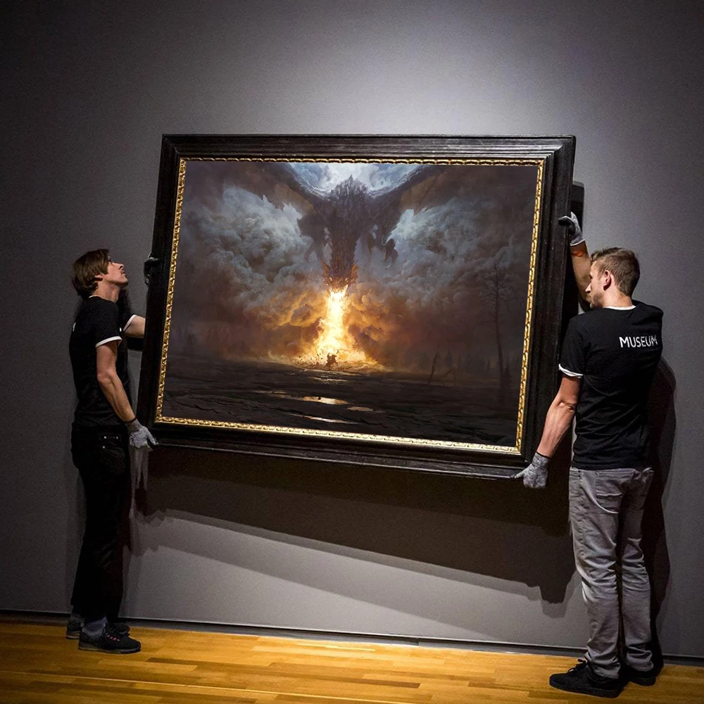 Koyu ortaçağ güçlü ejderha baskılar Poster tuval boyama Modern duvar sanat resmi oturma odası yatak ev hediye dekorasyon için