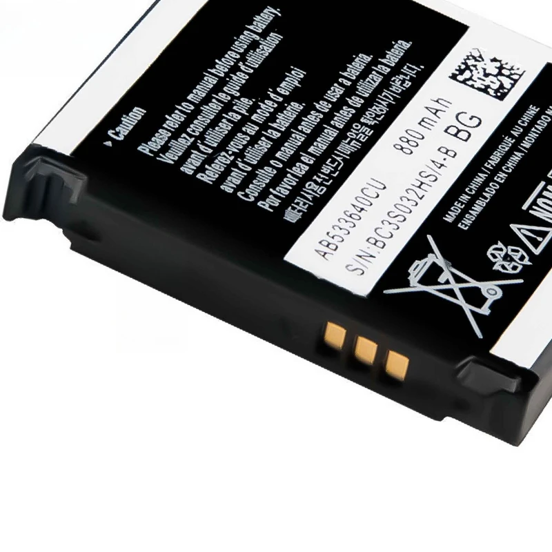 Nova bateria de substituição AB533640CU 880mAh para Samsung S3600/S3600 Metro/G3110/G400 G500 F469 C600 G608 F338 S3600i