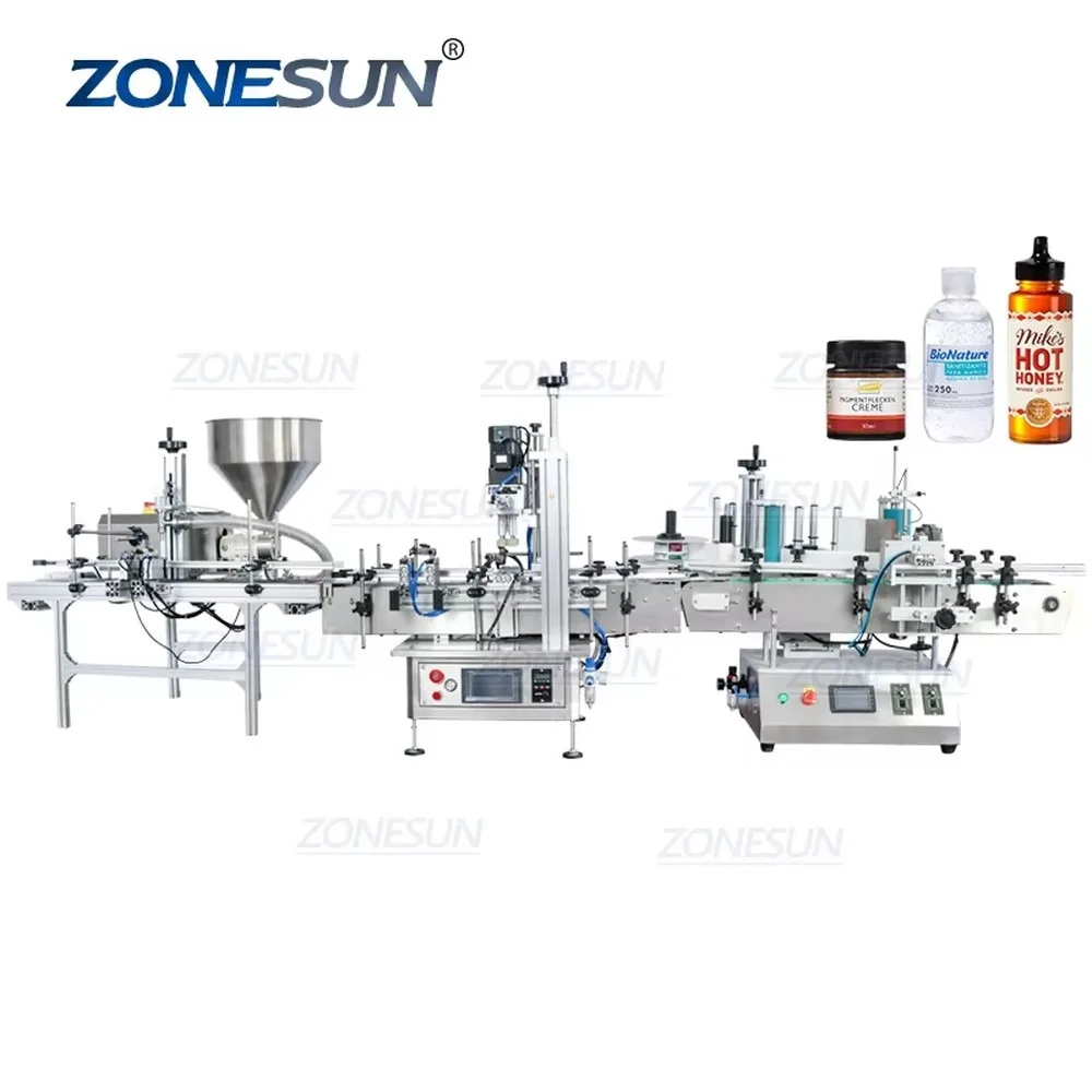 Automatic Jam Sauce Cream Paste Rotor Pump Filling Capping Labeling Machine Line Food Liquid Filler Packaging Equipment