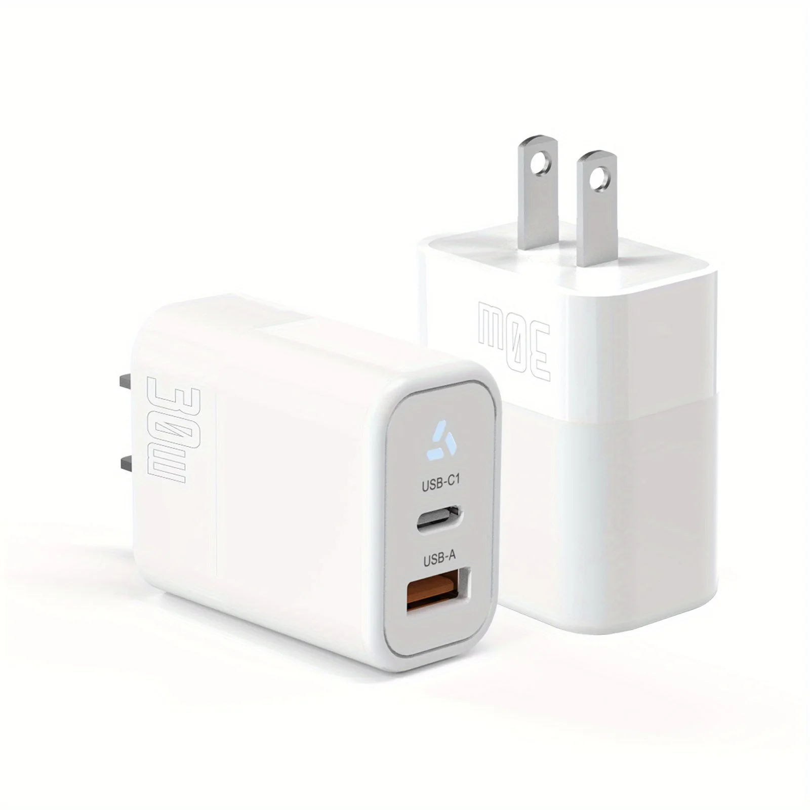 USB C Wall Charger, 30W Fast USB C Charger Brick with Light 2-Port PD Power Adapter + QC Wall Plug Multi-Port Type C Charging