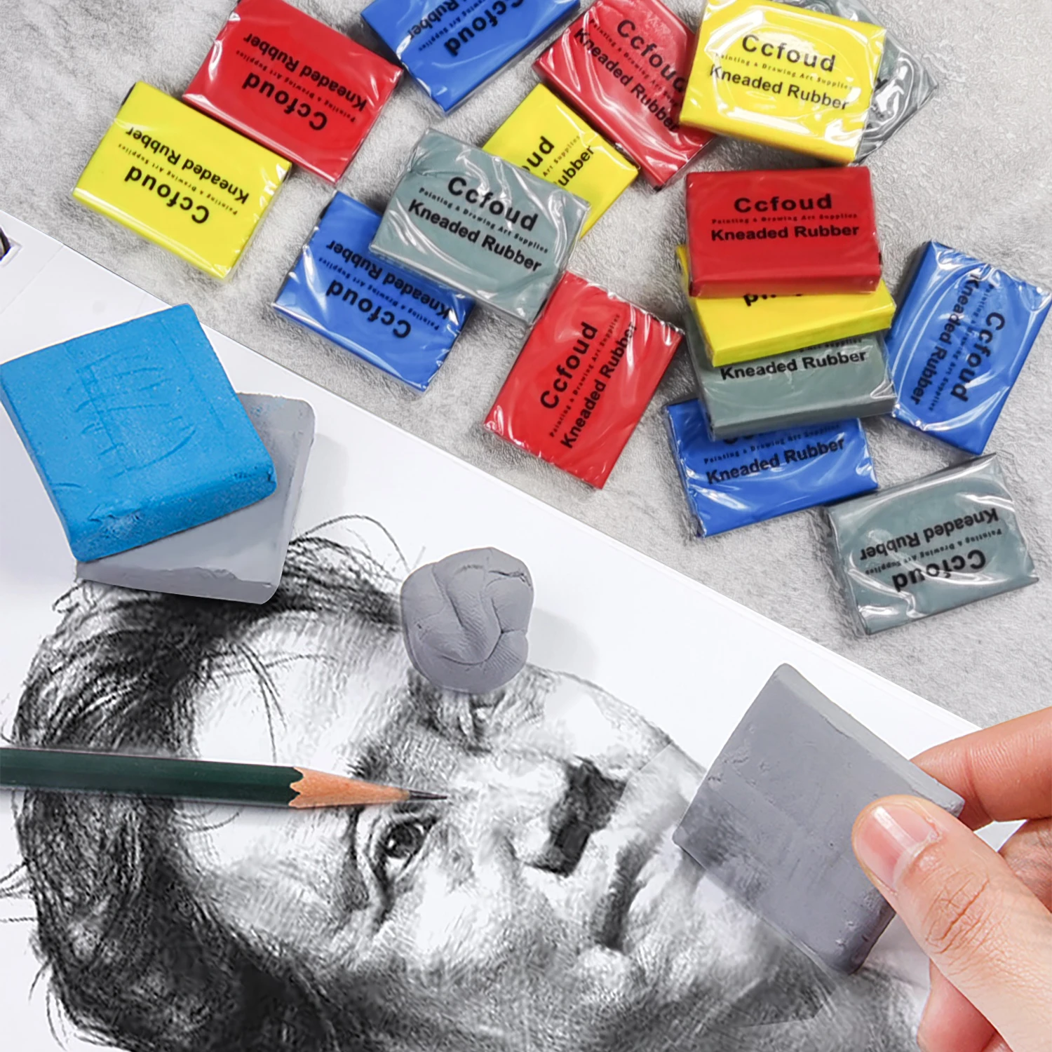 Kneaded Rubber Erasers, Colored, 4/27 Pack - Blend, Shade, Smooth, Correct, and Brighten Your Sketches and Drawings