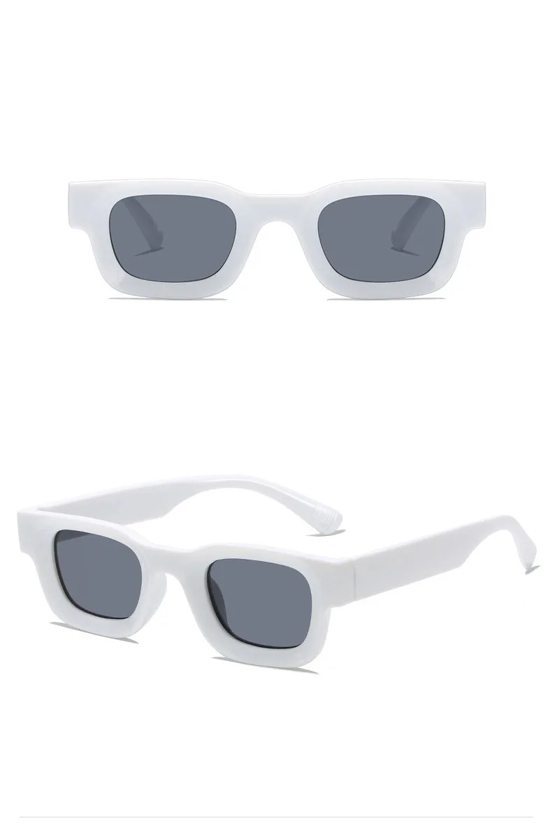 Kleine Sonnenbrille, rechteckig, dicker Rahmen, quadratische Sonnenbrille, Herren, Schwarz, Blau, Damen-Sonnenschutz, Uv400, Unisex – Detail 12