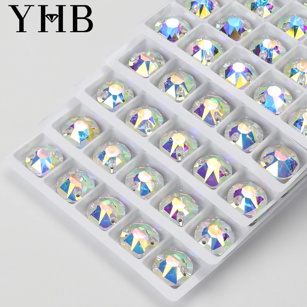 YHB Top Quality XIRIUS Glass Crystal AB Moonlight Sewing Stones Flatback Sew on Rhinestones For Garment Clothes Bags