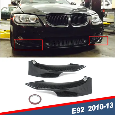 Carbon Fiber Look Front Bumper Splitters Lip For BMW 3 Series E92 E93 325i 328i 335i 2009-2013 Side Splitter Covers