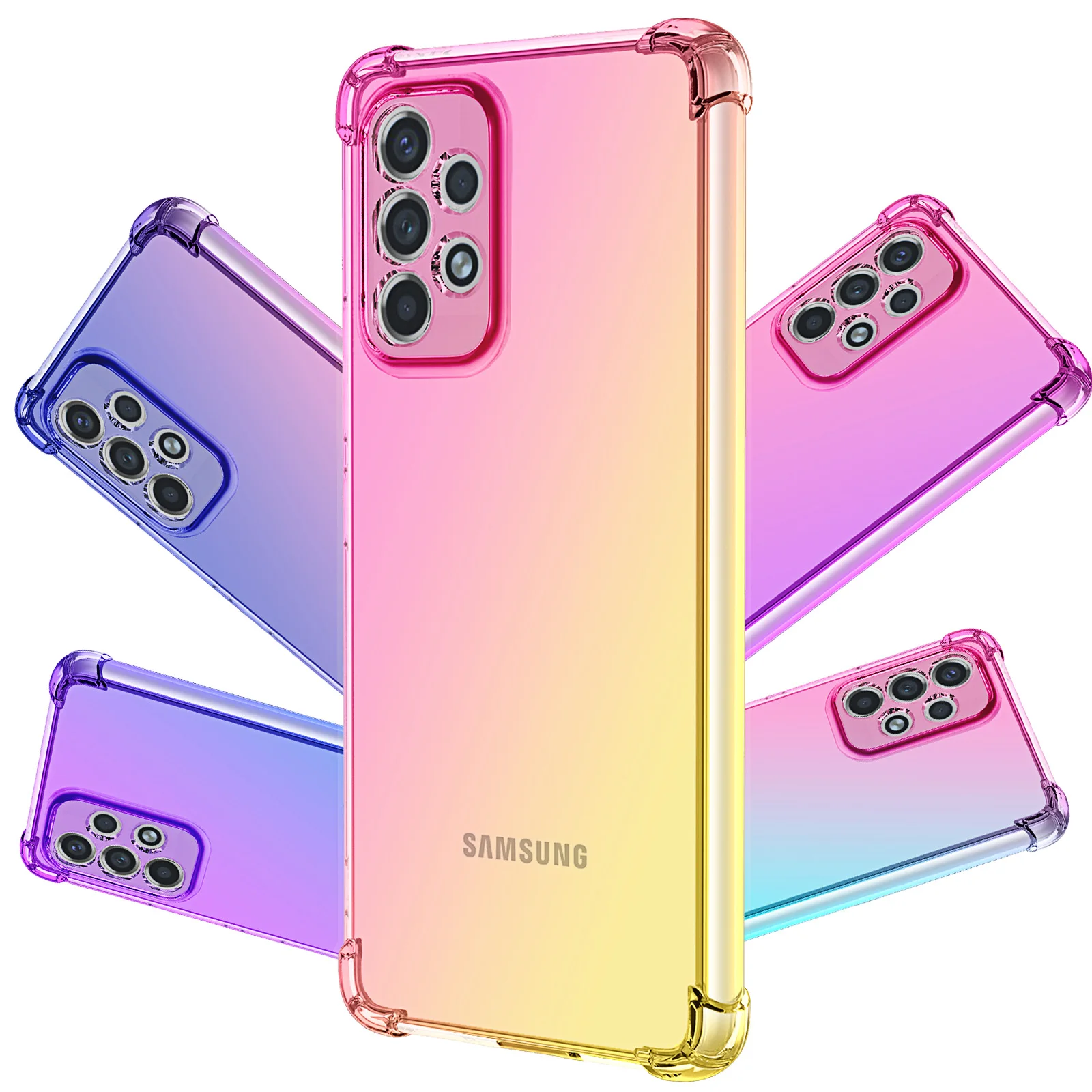 For Samsung Galaxy M53 A53 Quantum3 Quantum2 Xcover 6 Pro 2 Phone Case,Hybrid Cute Gradient Soft TPU Bumper Flexible Cover