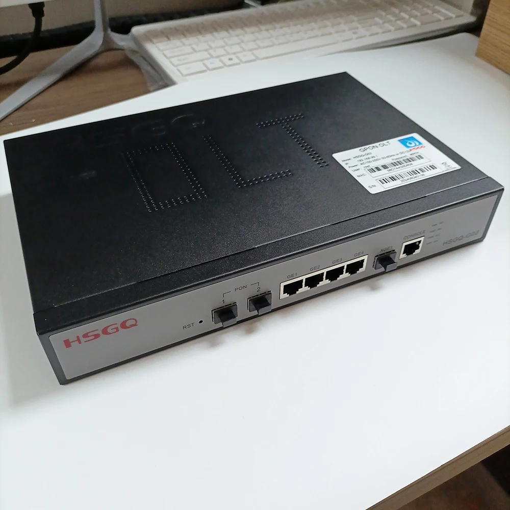 HSGQ 2PON 256 ONU 10G Uplink C+ GBIC MINI GPON OLT 2 Port SFP 100-240V AC 12V DC Power OLT optical fiber equipment