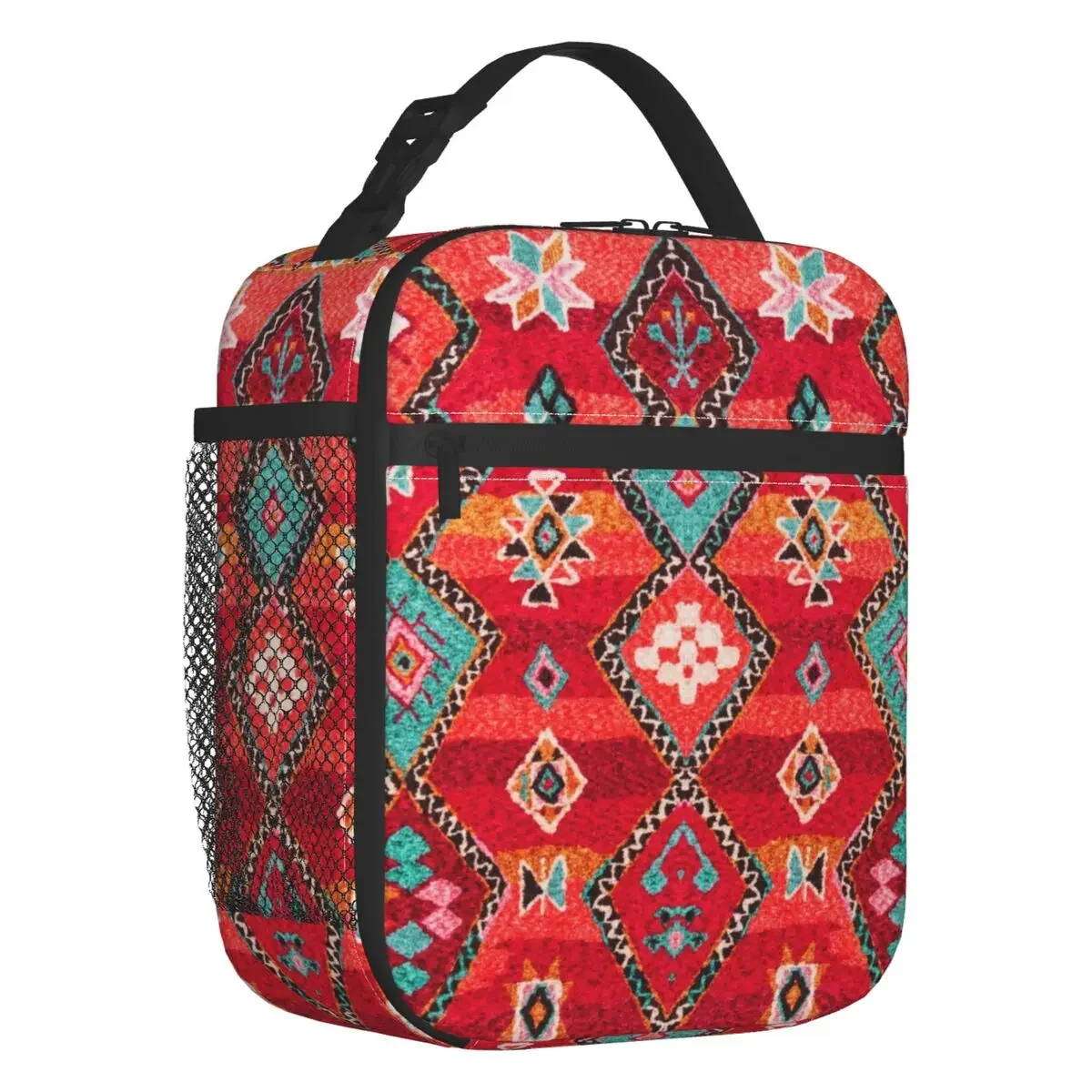 

Berber Colored Moroccan Style Insulated Lunch Bag Resuable Geometric Bohemian Thermal Cooler Bento Box Kids School Children