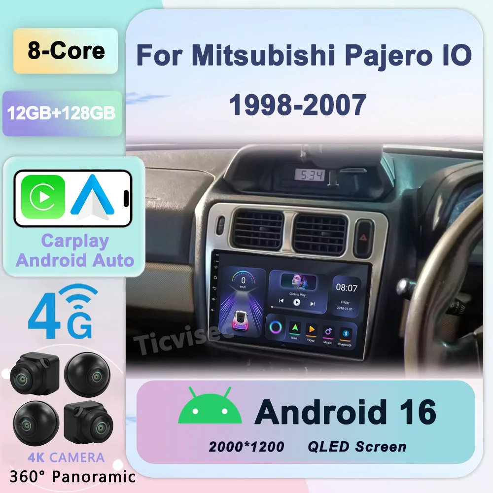 

2DIN Car Radio for Mitsubishi Pajero iO 1998-2007 Android 16 4G WIFI Android Auto Carplay GPS Navigation No DVD Player