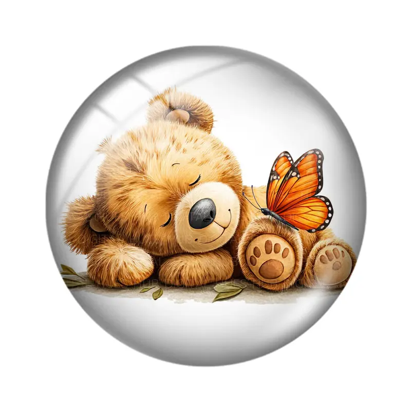 Bear Butterfly 12/18/20/25mm glass cabochon necklace bracelet pendant rings for jewelry demo earrings back Making findings view 4