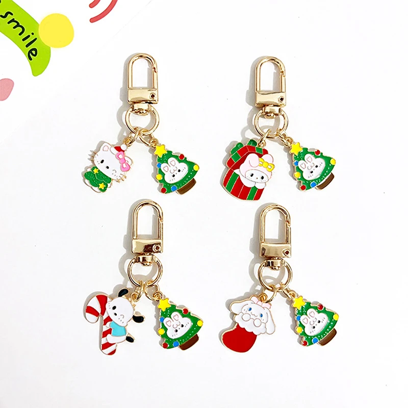 Cartoon Christmas Keychain Anime Periphery Cute Car Key Ring Kawaii Fashion Backpack Decoration Accessories Birthday Gifts