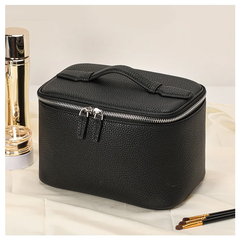 Aidanni Kleine quadratische Tasche aus echtem Leder, Damenhandtasche mit großem Fassungsvermögen, Kosmetiktasche, Aufbewahrungs- und Reise-Kulturtasche für Damen – Detail 7