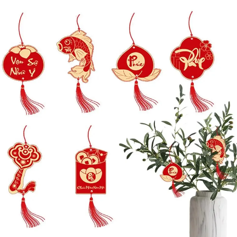 6pcs/set Vietnamese Potted Plant Decorations Hanging Good Lucks Lucky Bonsai Pendants Fortune Bringing Scene Layout