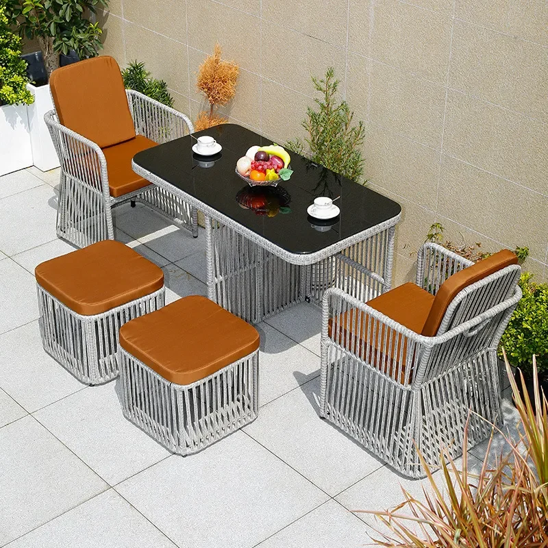 for Balcony Rattan Table and Chair 3 Piece Set Simple Modern Combination Leisure Terrace Outdoor Courtyard Garden Furniture