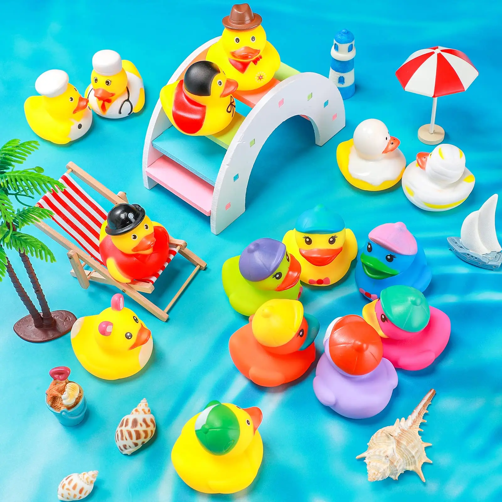 Assortiment de canards en caoutchouc, Mini canard en caoutchouc, canard flottant, jouets de baignoire pour adolescents, filles et garçons, cadeaux d'anniversaire, bain T