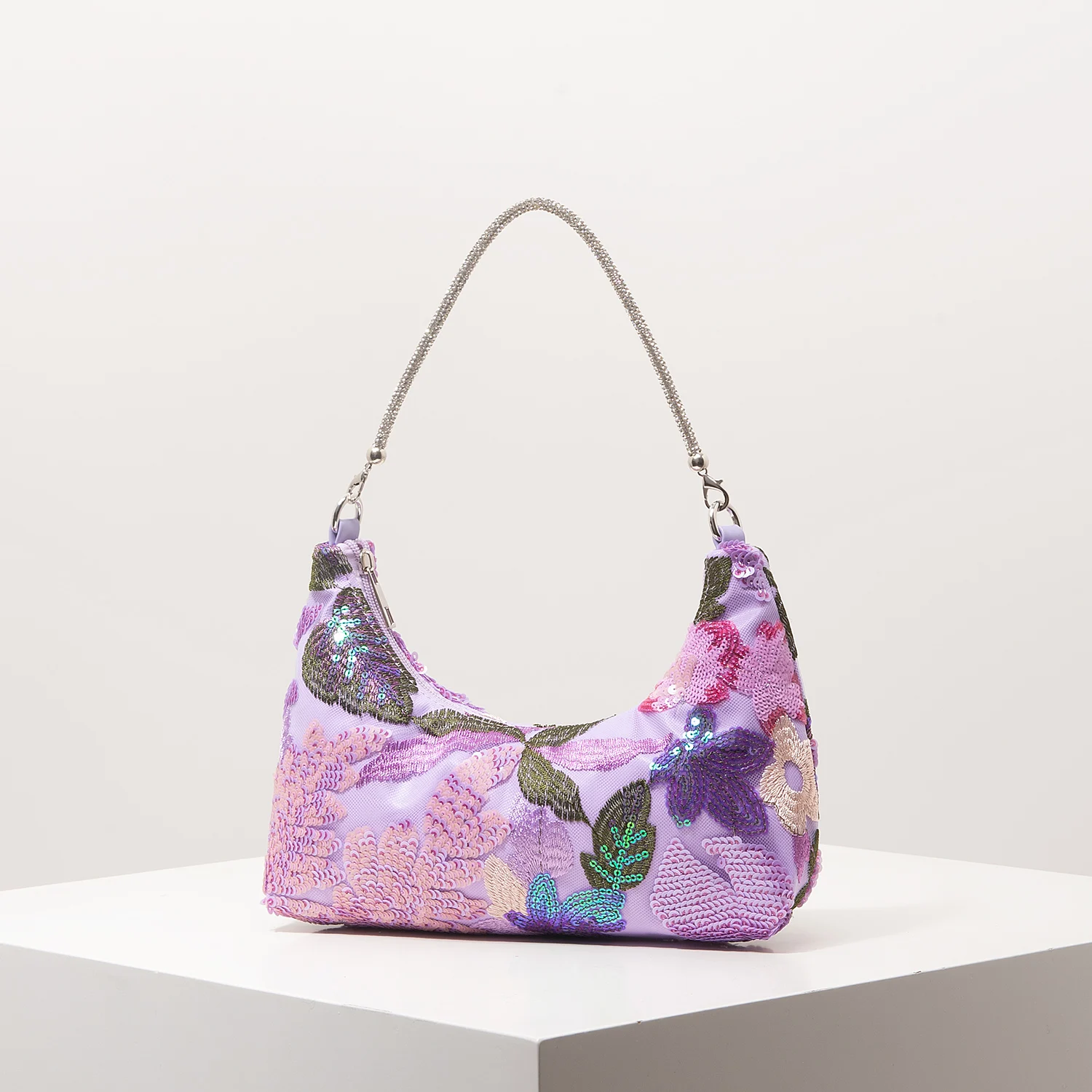 Schultertasche, Blumenmuster, Pailletten-Tasche, Stickerei, Gala-Abend, Party-Outfits, Abschlussball-Tasche, Hochzeitsartikel, Elegant, Valentinstag, Zufälliges Muster – Detail 21
