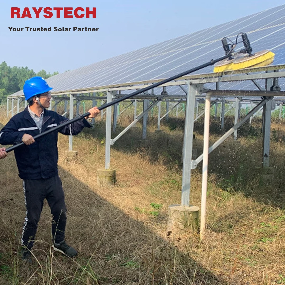 Double Head Roller Electric Cleaning Brush Rotary Cleaning Equipment 7.5m Length Solar Elektric Pv Brush For Solar Farm Cleaning