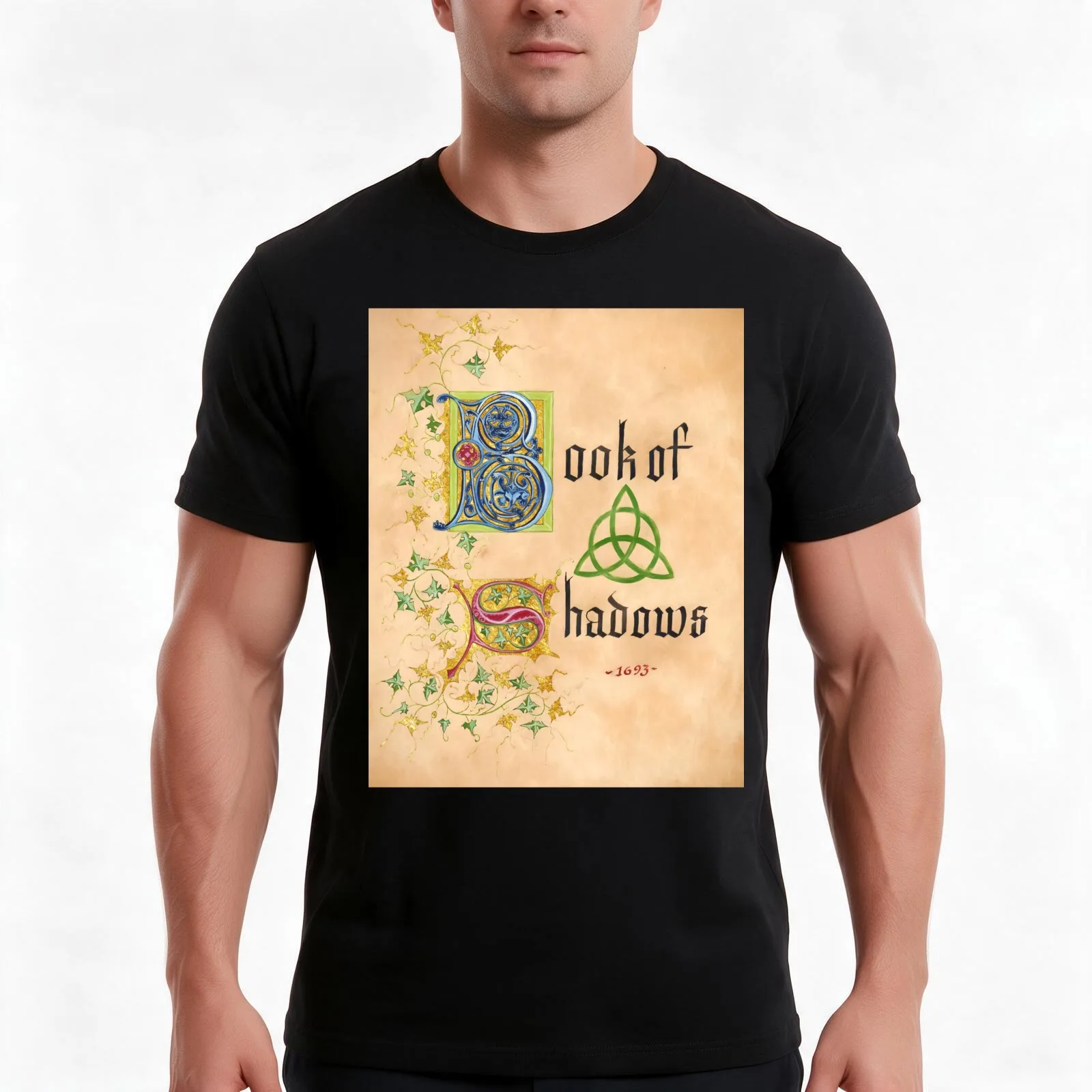 Book of Shadows Page T-Shirt, Summer Casual Cotton Tee, Oversized Streetwear Tops, Vintage Graphic Print, Loose Fit Short Sleeve