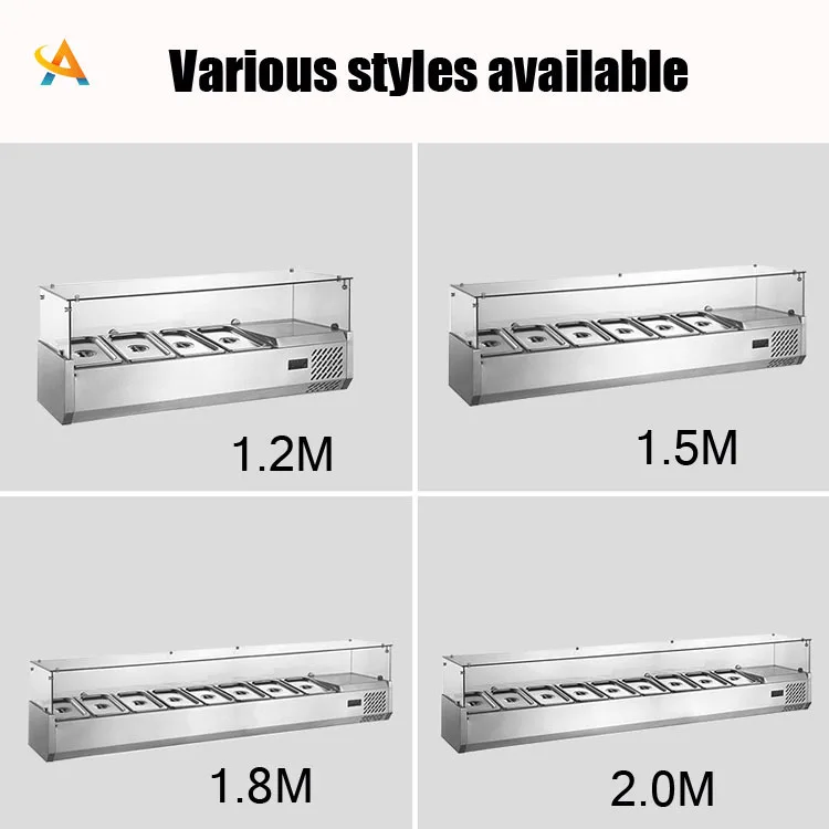 Table Top Salad Bar Commercial Supermarket Fridge Equipment Salad Food Fresh Meat Display Cabinet