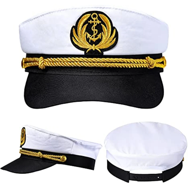 Navy Marine Hat Sailor Captain Costume Men Yacht Captain Hat Skipper Hat Funny Party Hats Costume Accessories