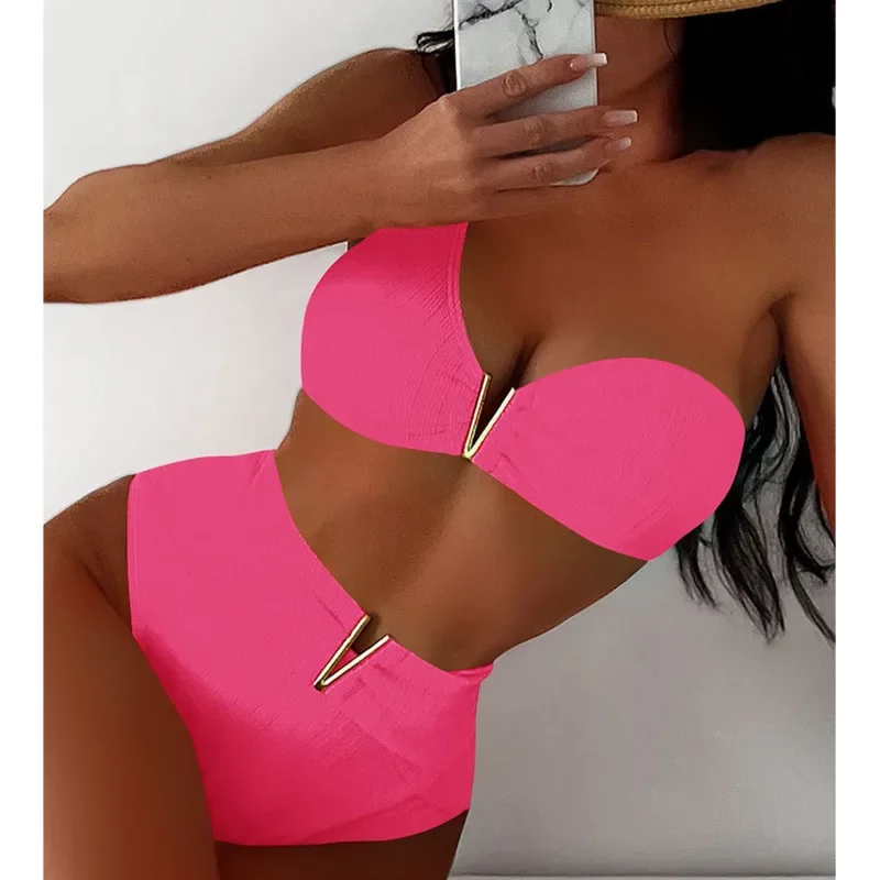 

New V Sexy Bikinis 2025 Women Solid Color Swimwear Female Swimsuit Swim Wear Bathing Suits Brazilian Bikini Set Beachwear Bather