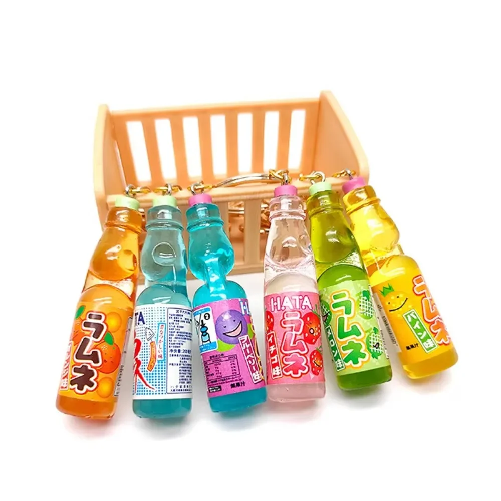 New Simulation Marbles Bobble Soda Key Chain Miniature Japanese Soda Drink Charm Cute Ramune Soda keychain Bag Accessories