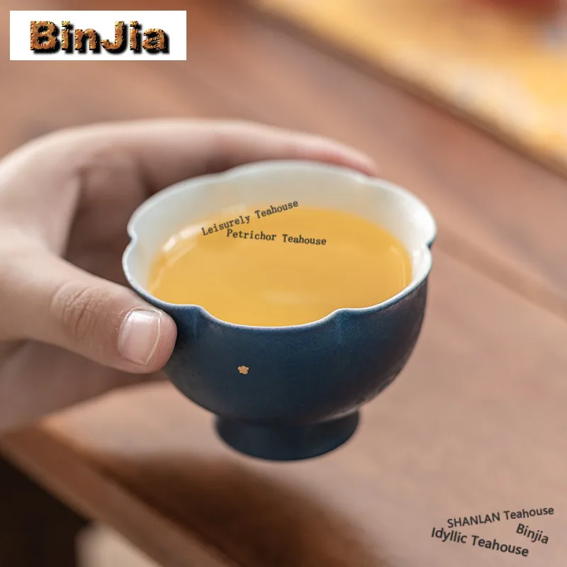 90ml Gold Stamp Rae Ore White Mud Teacup Zen Tea Bowl Cup For Tea Tea-tasting Fragrance Cup Chazhan Master Cups Tableware Gift