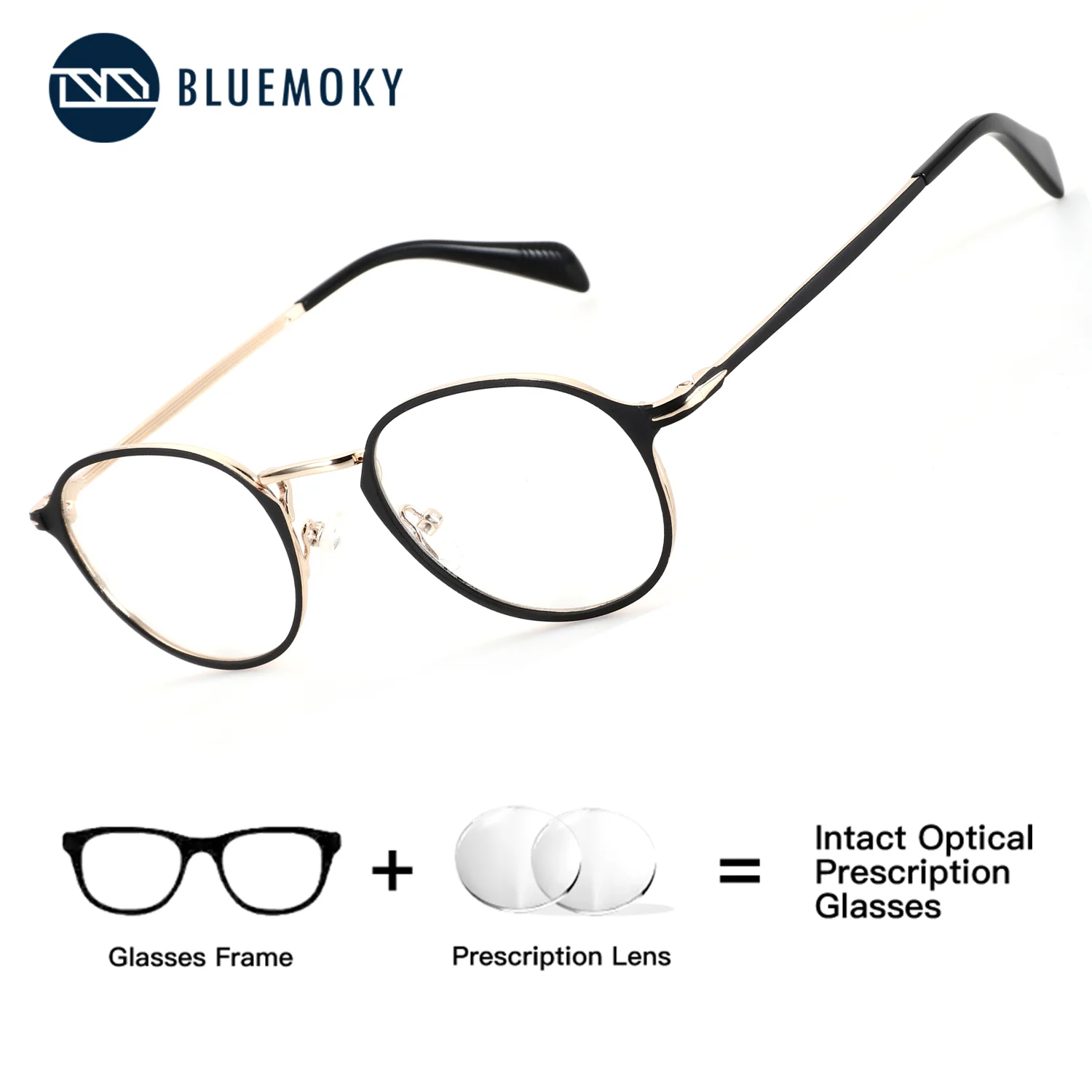 

BLUEMOKY Mental Oval Prescription Eyewear for Men Anti Blue Light Photochromic Myopia Degree Glasses Presbyopia Eyeglasses