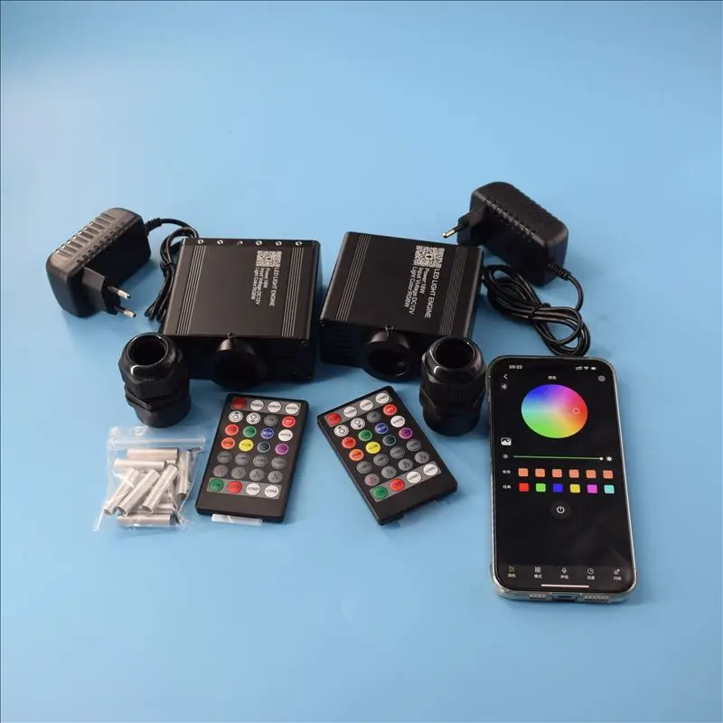 

APP LED Light Engine Twinkle DC12V 16W 32W RGBW LED Fiber Optic Light + 6W Meteor LED Engine Light 2 In 1 For Decorate Light