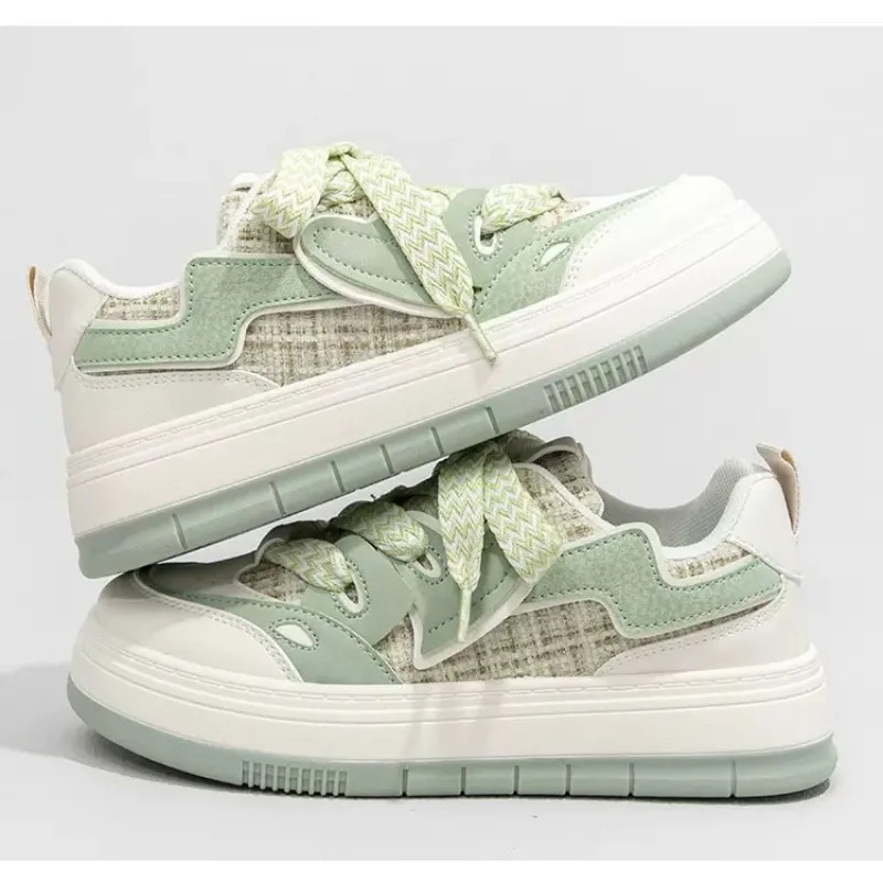 Pink Green Sneakers Casual Platform Sneakers Women Kawaii College Style Retro Vulcanized Shoes Women Korean Fashion Designer