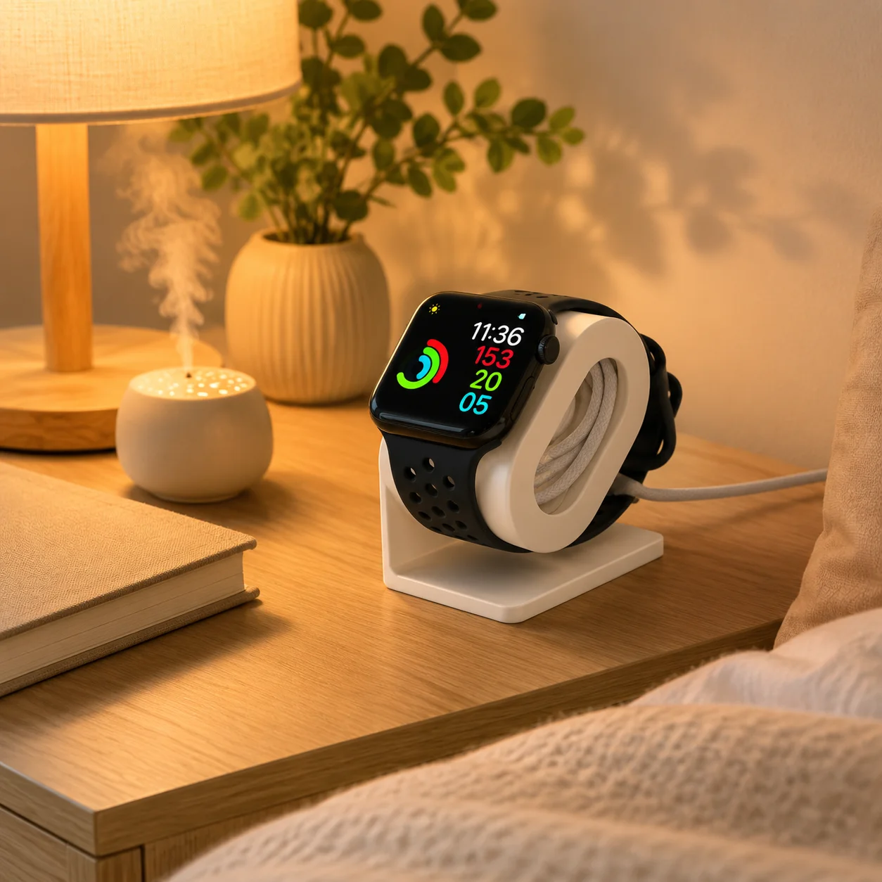 Multifunctional Desktop Charging Organizer, White Smart Watch Storage Rack for Desk Daily Small Accessories