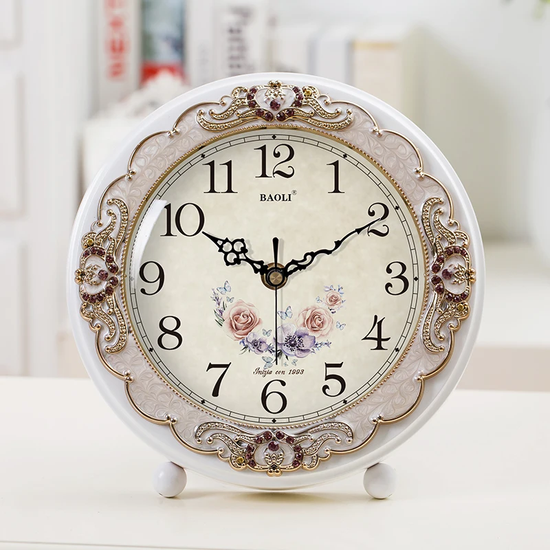 

European style bedroom Silent Clock table decoration & accessorie Electronic desktop clock desk decor Creative ornaments modern