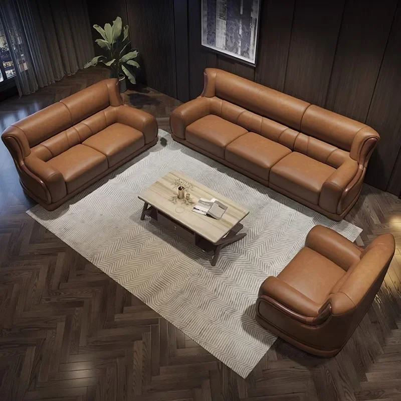 Nordic leather sofa, first layer cowhide size apartment type, modern and simple living room corner